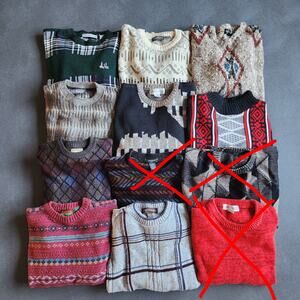 Vintage, Y2K Wholesale Lot of 11 Sweaters Sizes Small-XXL